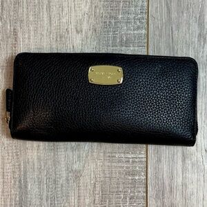 Michael Kors Black Leather Accessory with Gold Accents